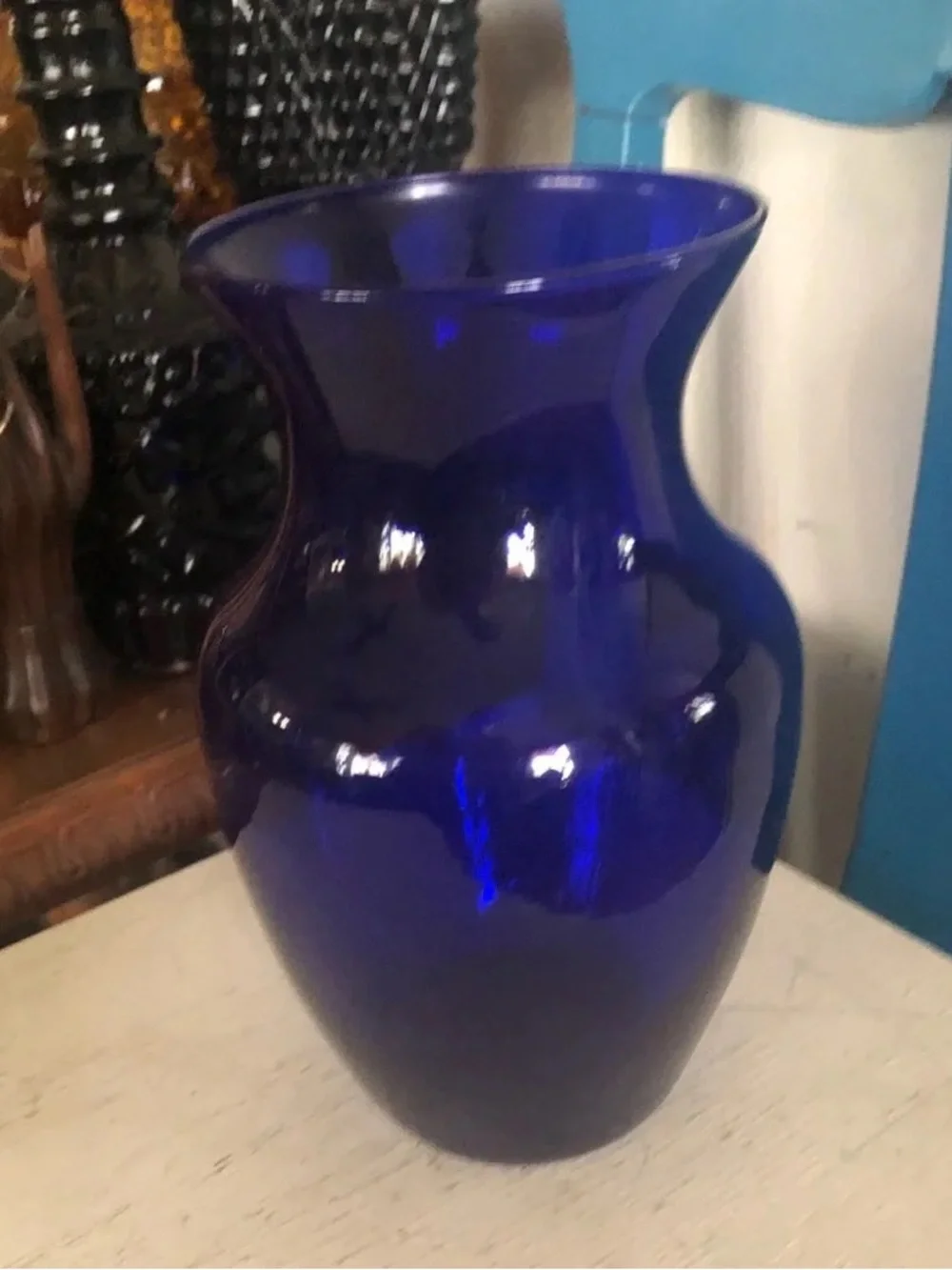 Cobalt Blue Glass Vase - Brand Unspecified